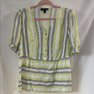 Lane Bryant Striped Blouse - Yellow and Gray